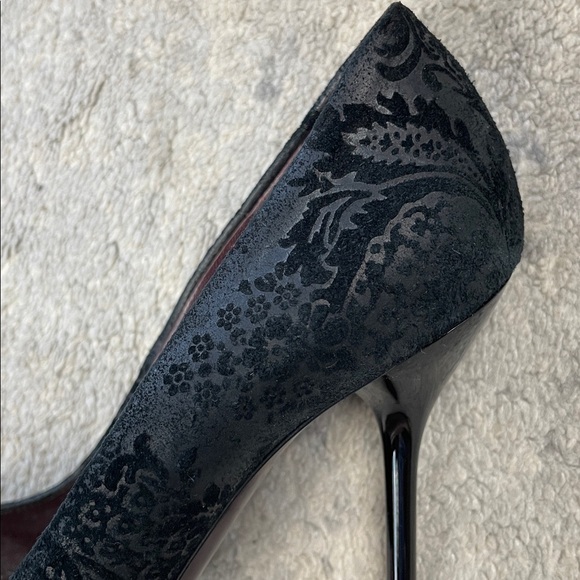 Gucci Noah Embossed Floral Brocade Pumps Stiletto Pointed Toe Sz 37.5 - Picture 12 of 15